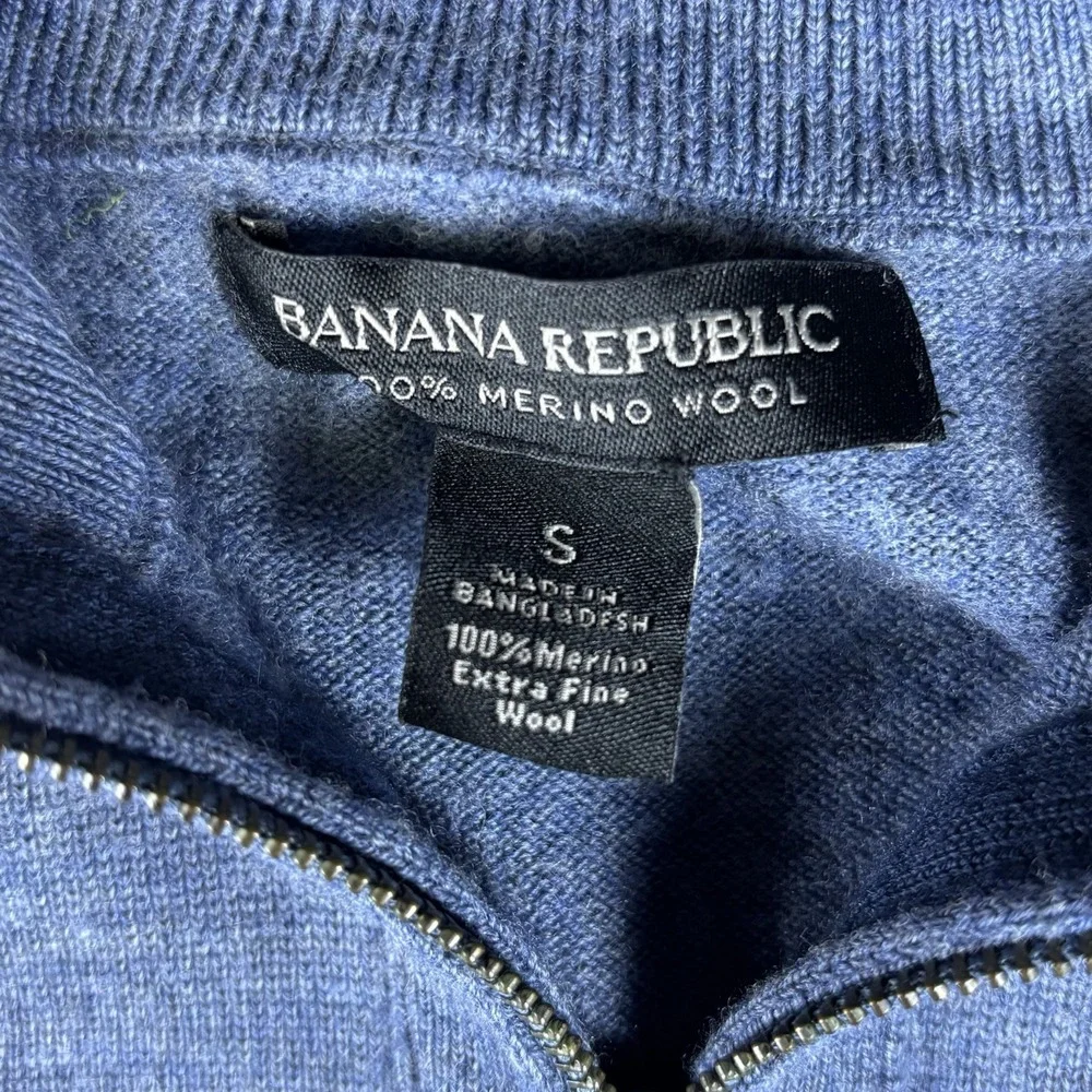 Banana Republic 100% Merino Wool 1/4 Zip Sweater Blue Men's Small S Pullover